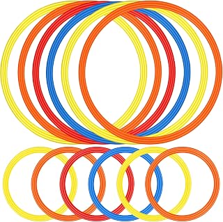 Libima 12 Pcs Obstacle Course Ring Set 16 Inch 28 Inch Hoop Plastic Toys Exercise Hoops Bulk for Little Teens Adults Party Games Educational Activities Holiday Decoration Gymnastics, 4 Colors