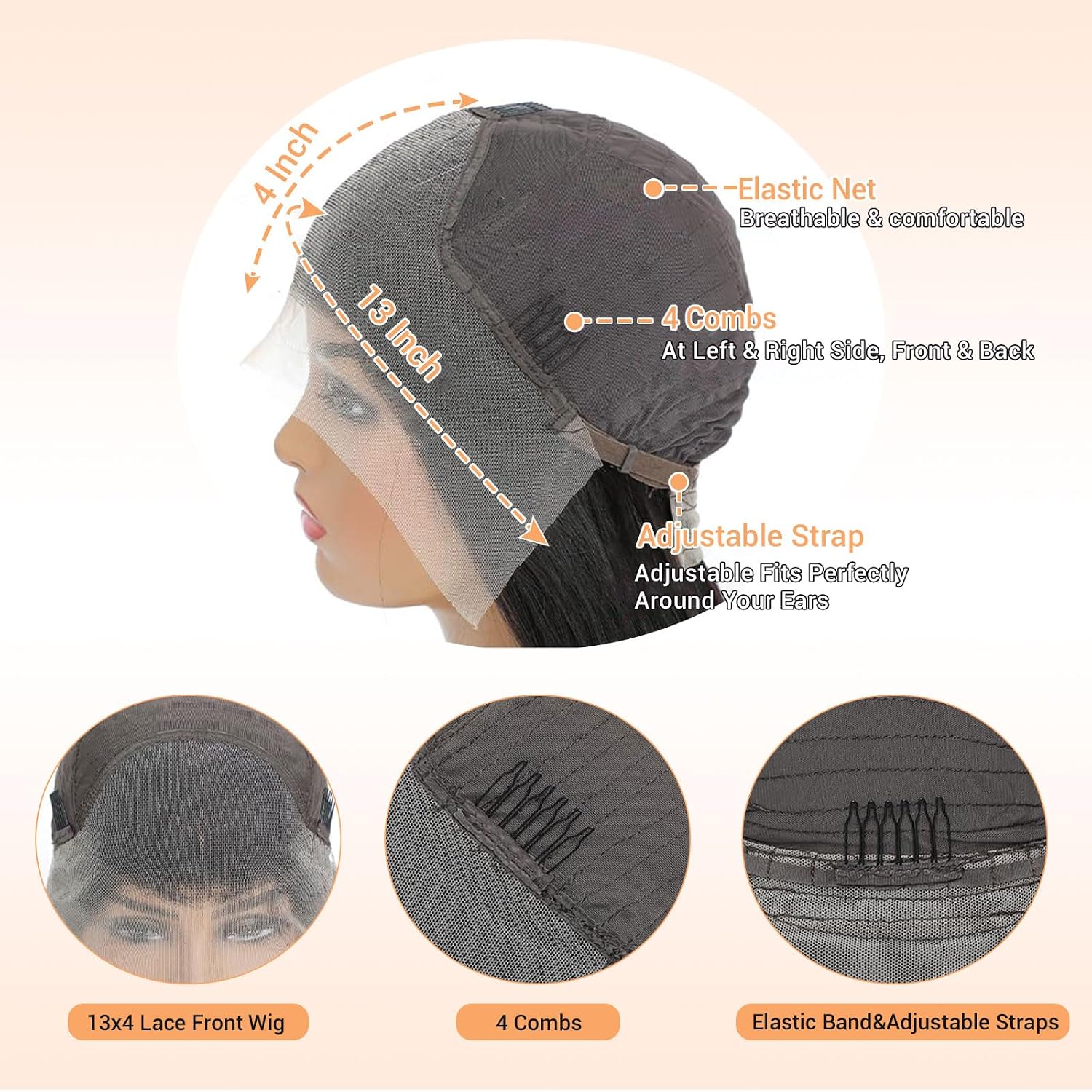 Bob Wig Human Hair 13x4 HD Lace Front Wigs Human Hair Pre Plucked 14 Inch 200% Density Glueless Short Body Wave Bob Wigs for Black Women with Baby Hair