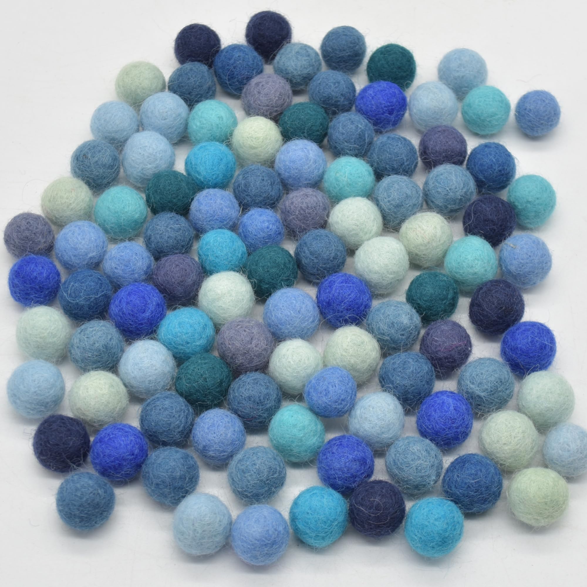 Oriental Direct Blue Colours 100% Wool Felt Balls 1.5Cm - 100 Count
