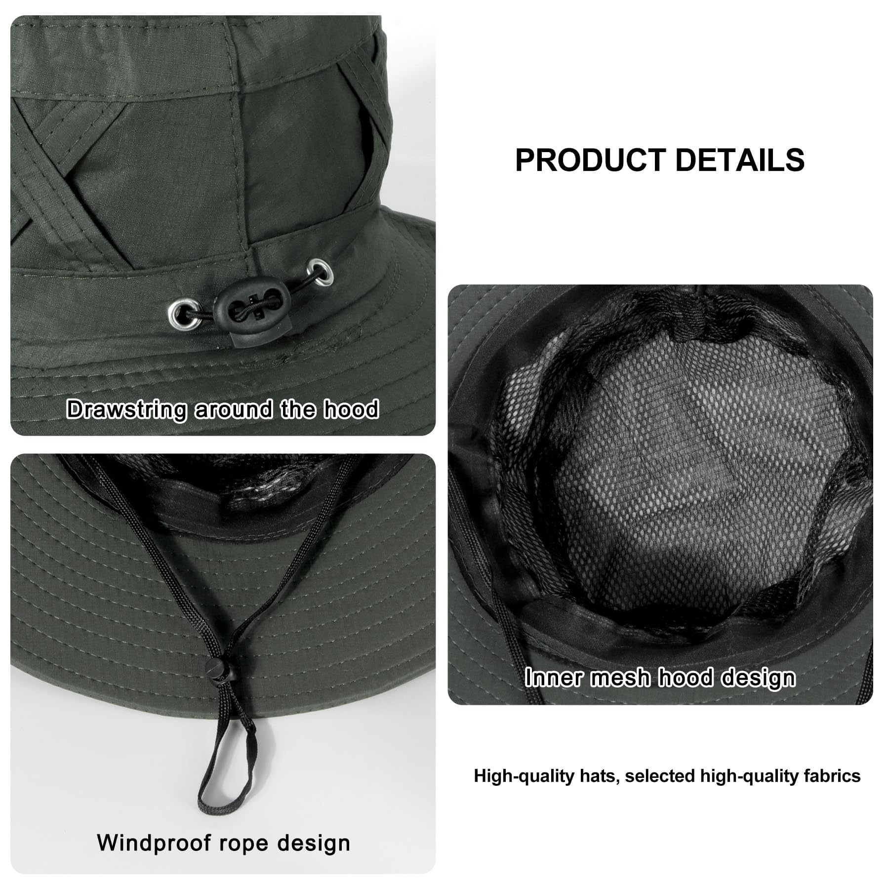 Feng Shui， Outdoor-Eimerhut für Damen – atmungsaktiver Sonnenhut mit breiter Krempe und UV-Schutz, verstellbarem Riemen und Kreuzband-Design