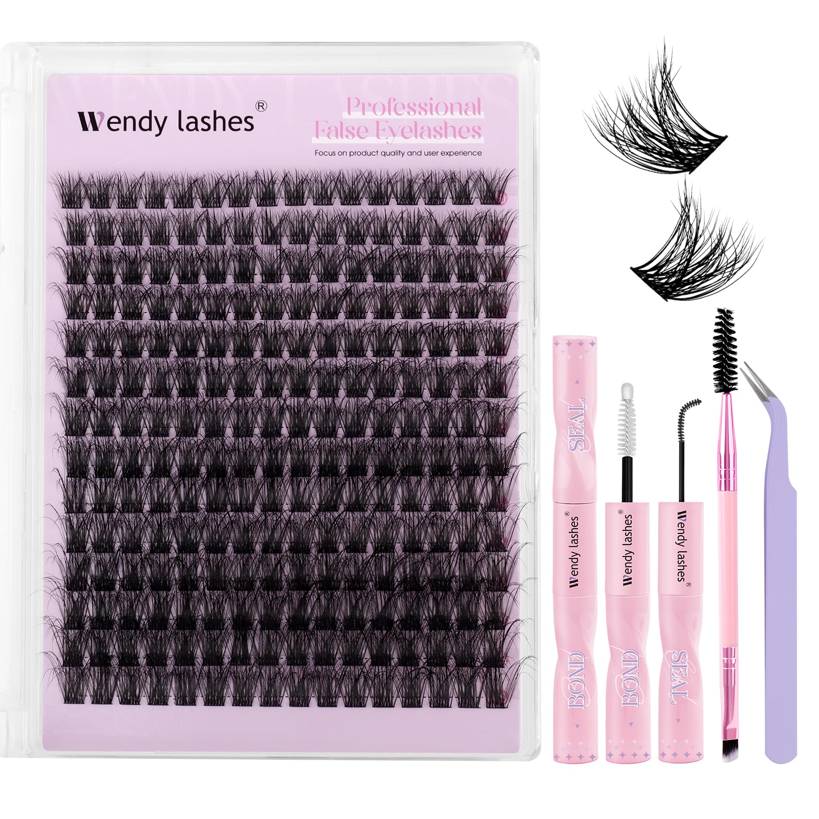 Lash Clusters Kit Natural Eyelashes Individual 3D Soft Cluster Lashes c3 10-18mm Mixed Russian DIY Lash Extension Kit with Lash Bond and Seal(FK/KIT-c3-3D-Mix1018)