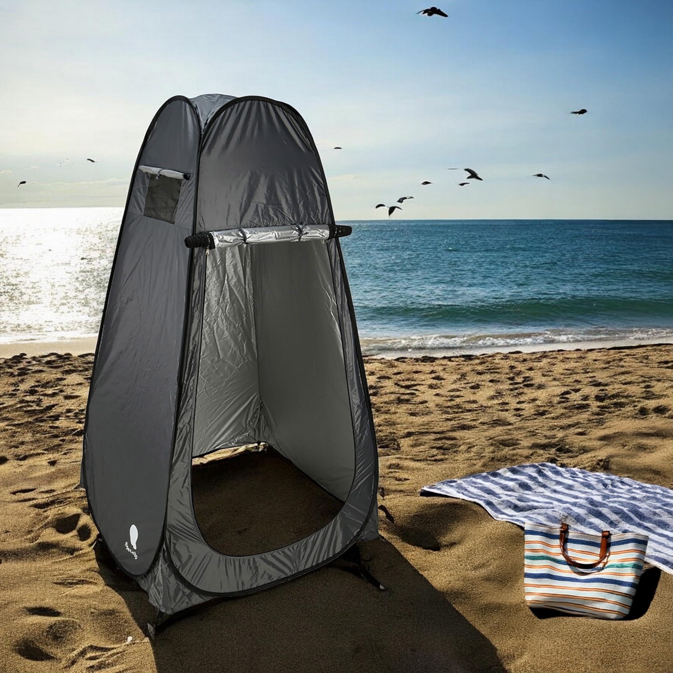 Tenda pop-up con cerniera – 190 x 110 cm – Tenda WC da campeggio grigio con borsa per il trasporto – Glamping tenda da doccia WC tenda da campeggio spogliatoio da spiaggia per festival trekking