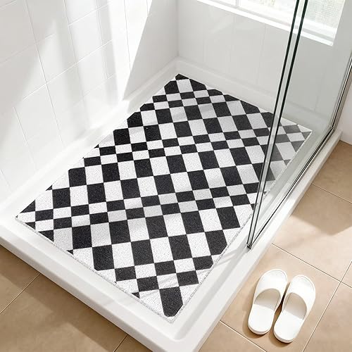 Miniatura 13 de Tapete de ducha antideslizante de secado rápido antideslizante para ducha interior, tapete de PVC suave para pies, tapete de baño extra grande para