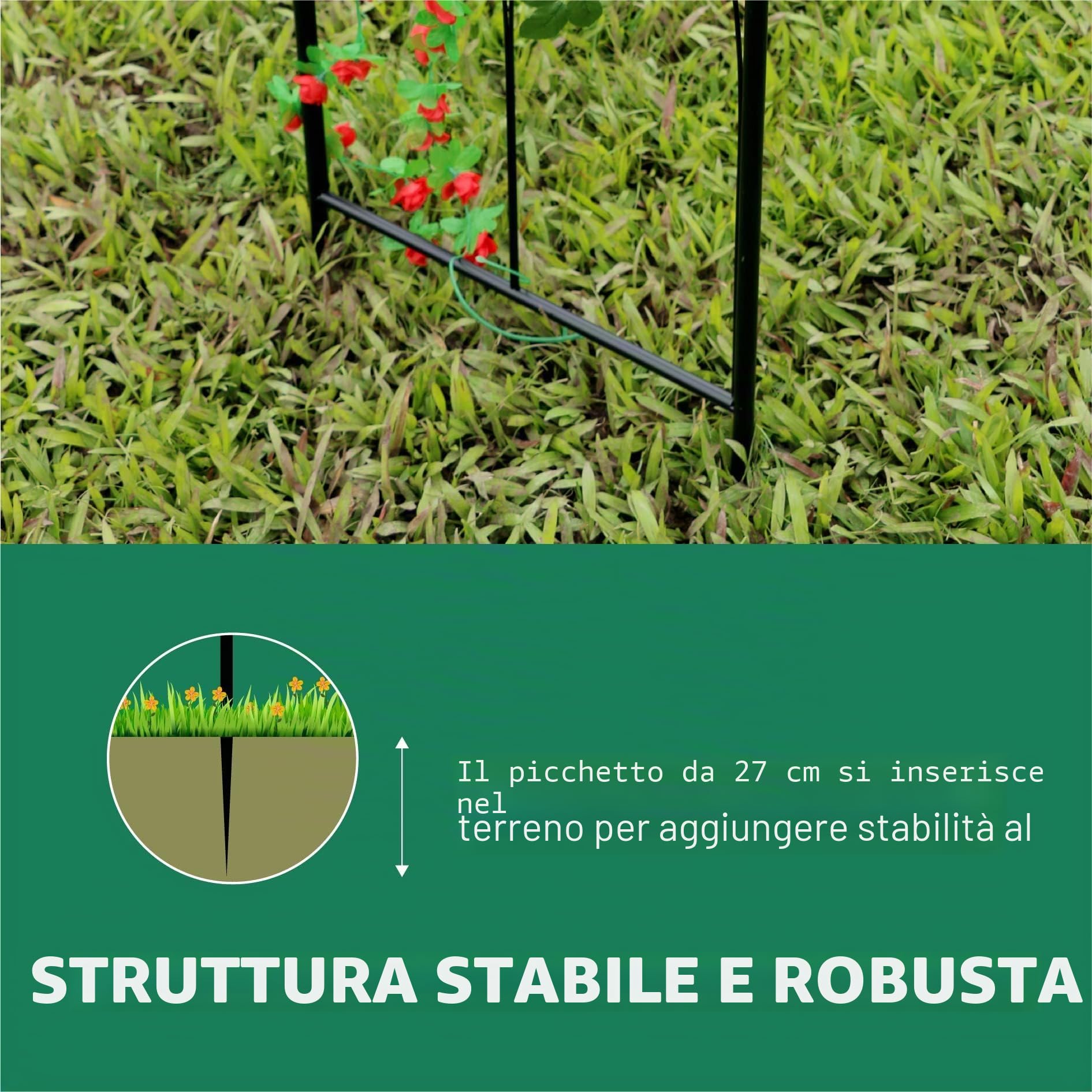 GARDEN Pergolati da giardino, Arco per Rose Rampicanti, Decorazione Giardino, per Rose e Rampicanti, Pergolato Balcone, Terrazzo 271x207x207 cm Nero