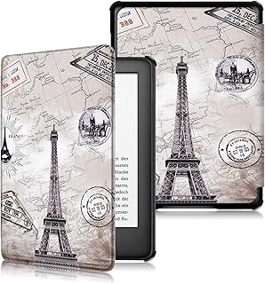 غطاء ذكي من جلد البولي يوريثين الفاخر مع خاصية التنبيه-السكون التلقائي لجهاز كيندل 2022 الجديد بالكامل 6 انش الجيل 11 اصدار - موديل C2V2L3 فقط تاور أبيض