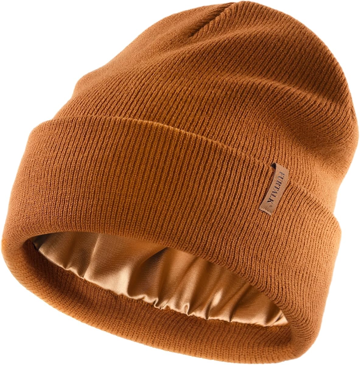 Gorro con forro de satén para mujeres y hombres, gorro de punto, gorros de invierno acrílicos, gorro de calavera holgado y cálido