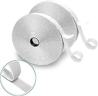 Vista 1 de Tiras blancas de velcro (26 pies x 0.75 pulgadas) con adhesivo, doble rollo de cinta autoadhesiva resistente con respaldo, cinta autoadhesiva