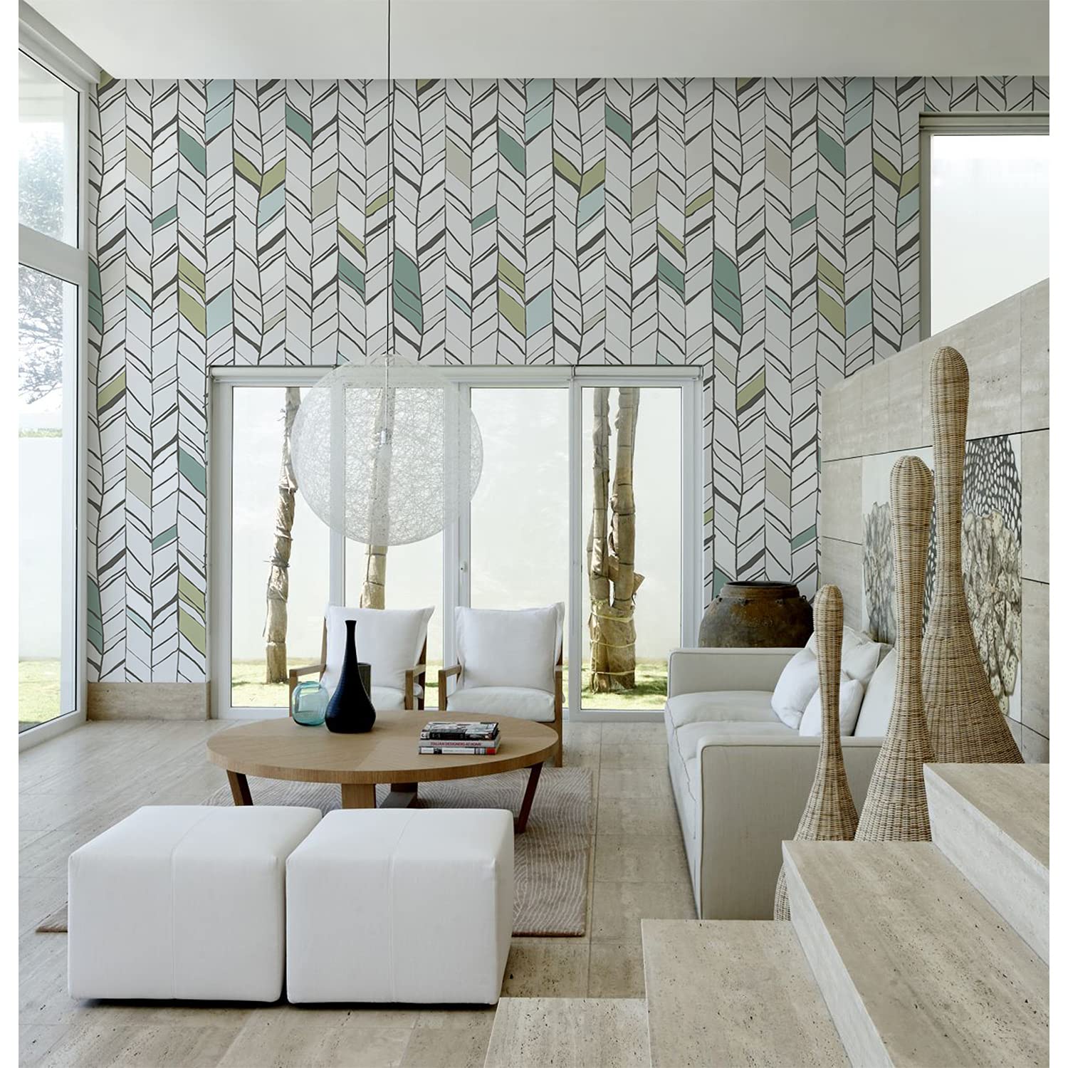 Papier Peint 104x70cm Herringbone Géométrique Décoration Murale Salon Cuisine