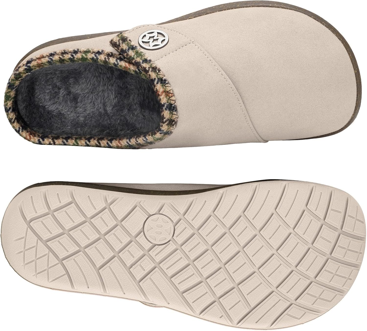 Eagsouni Women's Men's Wide Width Slippers Suede Fuzzy Slippers Winter Warm Fur Lined Slip on House Shoes Outdoor with Removable Cushion Footbed - Image 5