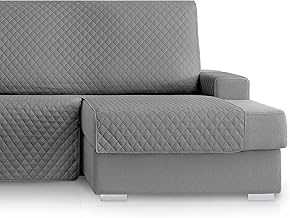 Vipalia Rhombus Chaise Longue Sofa Cover, Quilted Right Arm Sofa Cover, Stain Resistant, Adjustable Dark Grey, Right Chaise Longue 240 cm (Front View)