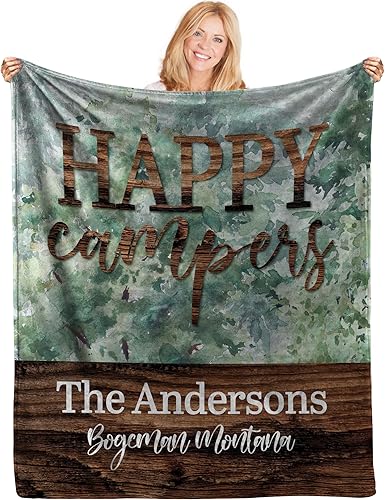 Miniatura 8 de Manta de campamento personalizada, manta con nombre personalizado, accesorios personalizados para cámper, manta de cama suave y cálida, manta de