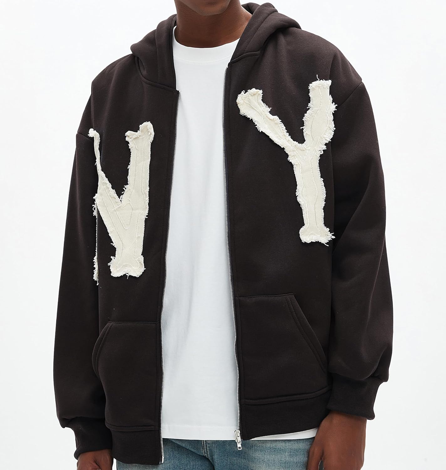 Dynict Unisex Letter Embroidery Trendy Hoodies Zip Up Casual Overszie Colorful Y2K Hip Hop Streetwear Harajuku Jacket