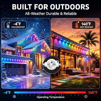 segrass 50FT Smart Permanent Outdoor Lights RGB+IC Eaves Christmas Light