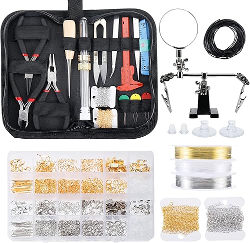 Toolly Kits de fabricación de joyas para adultos kit de suministros de fabricación de joyas con herramientas para hacer joyas dijes para aretes