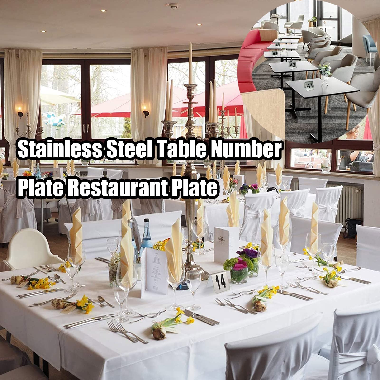 Tischnummernschilder aus Edelstahl für Hochzeiten, Restaurants, Bistros, Tischnummern, stapelbare Tischnummernkarten, Zeltstil, Tischkarten, digitales Schild, Sitzkarte, 1–50/1–100, Nummer