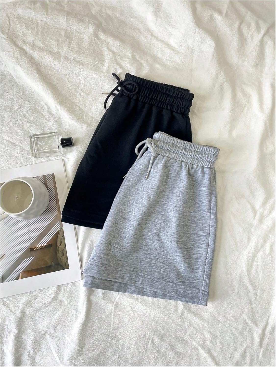 Milumia Women's 2 Pack Drawstring Mini Sweat Shorts Elastic Waist Workout Running Lounge Shorts - Image 4