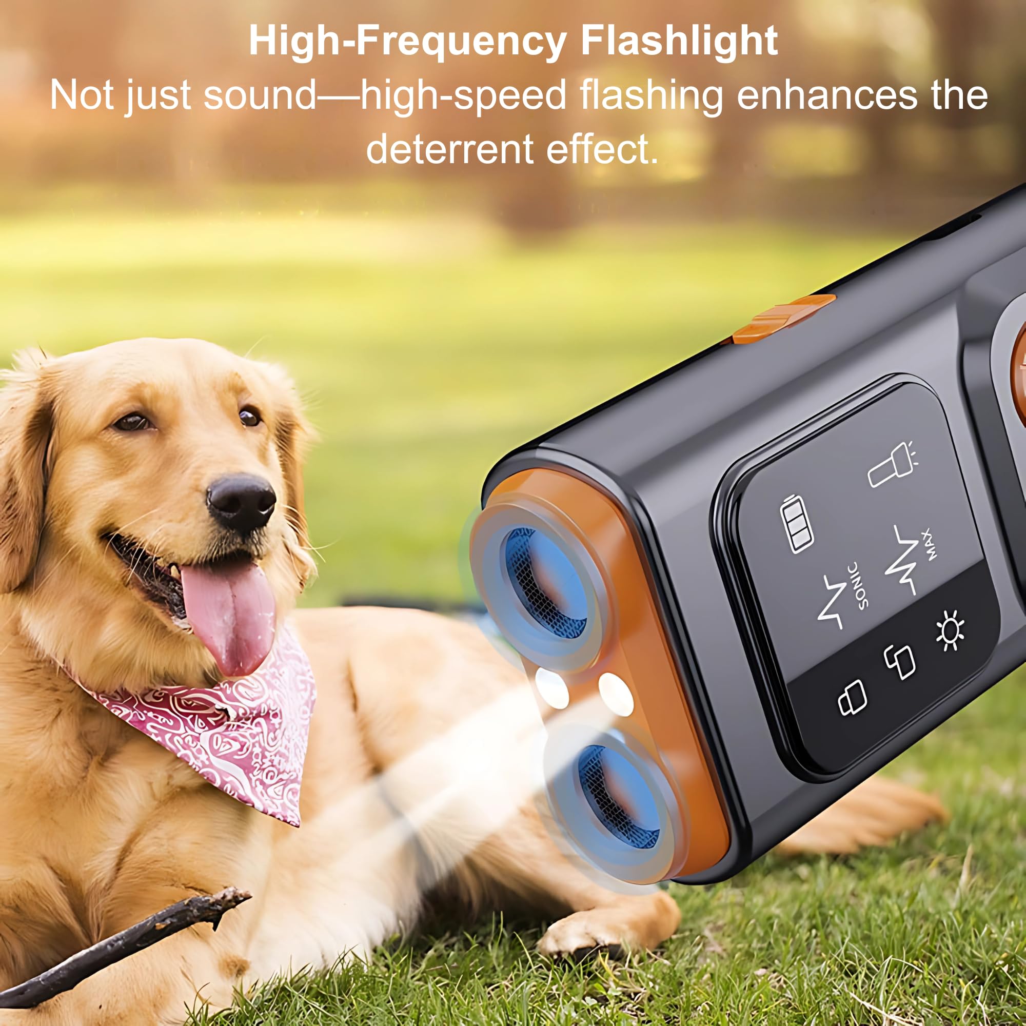 Fortschrittliche Ultraschall-Hunde-Bellschreck mit dualen Schallfrequenzen & LED-Taschenlampe - Sicheres & effektives Hand-Trainingsgerät für Haustiere & Outdoor