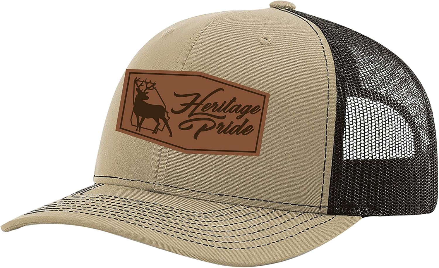 Heritage Pride Laser Engraved Leather Patch Georgia Cotton Boll Southern Men's Mesh Back Trucker Hat