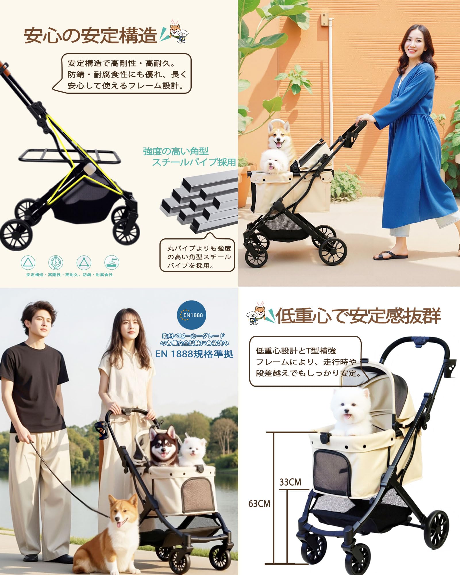 Amazon.co.jp: YOENBO Pet Cart, For Small Dogs, Medium Dogs, Face