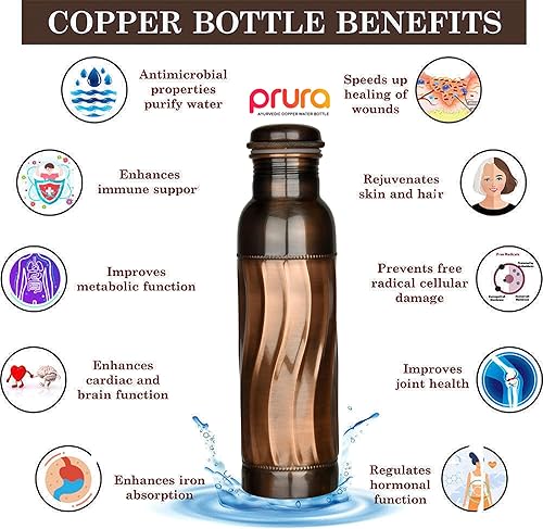 Miniatura 5 de Black Wave - Botella de agua de cobre, recipiente de cobre puro para beber, bebe más agua, reduce tu ingesta de azúcar y disfruta de los beneficios