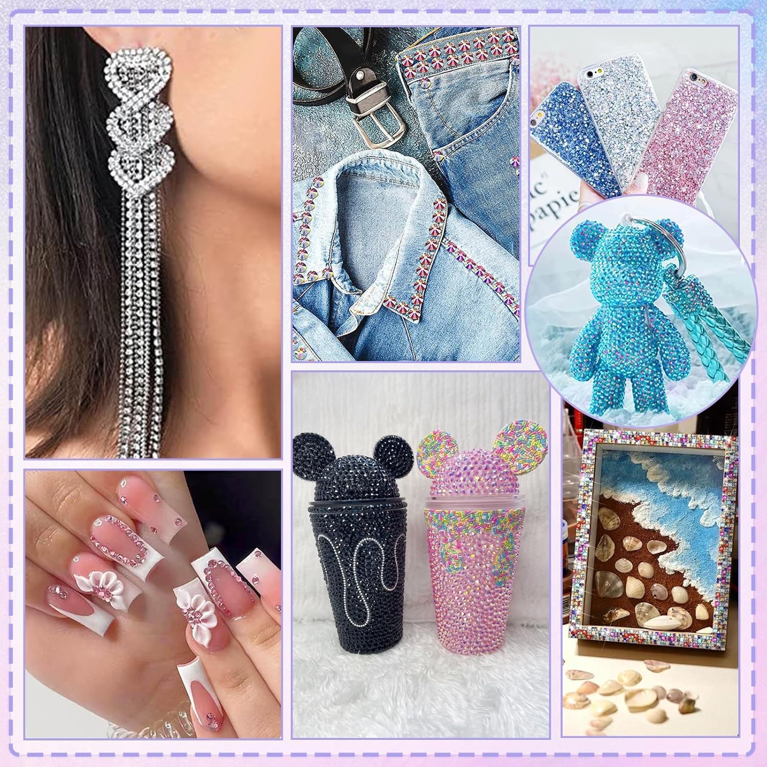 40 Couleurs Bedazzling Kit, 32 000 Pcs de Strass à Dos Plat de 3mm pour le Bedazzling kit Avec Pince à épiler, Strass a Coller DIY pour Nail Art, Ongles, Vêtements, Chaussures, Vêtements,Chaussures
