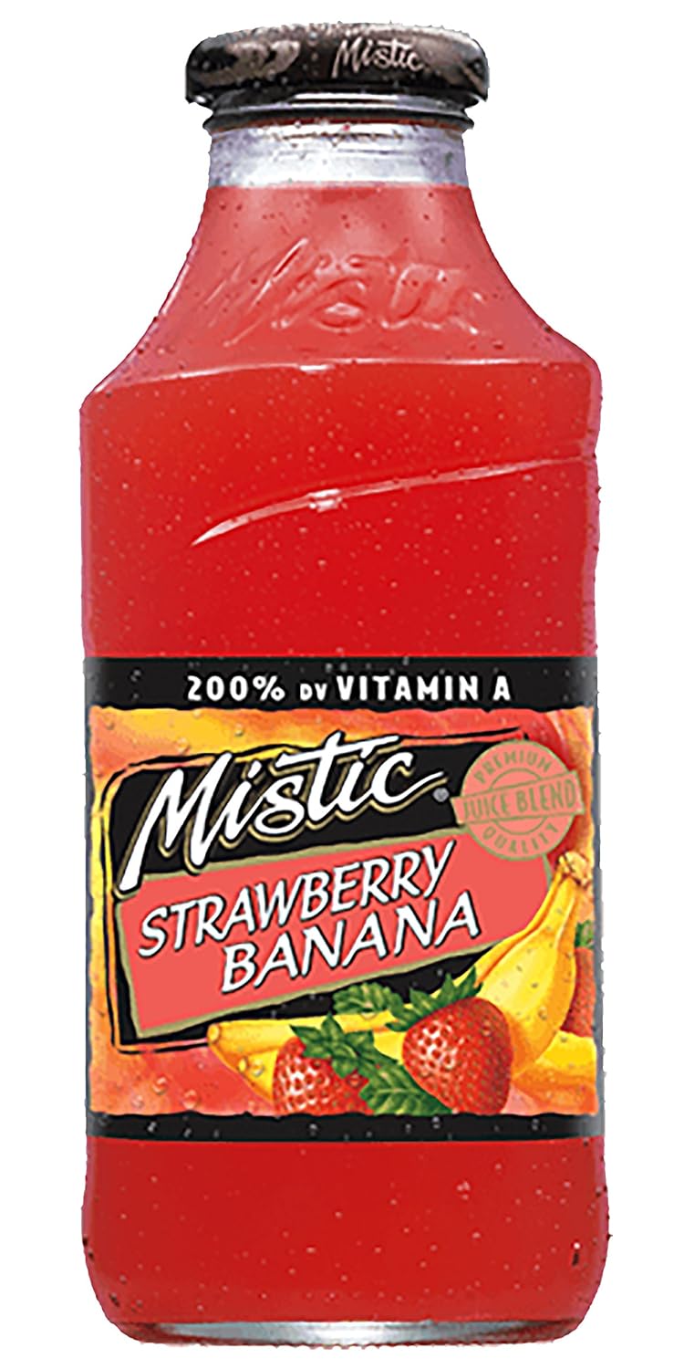 Mistic Strawberry Banana Juice, 16 fl oz (12 Glass Bottles)
