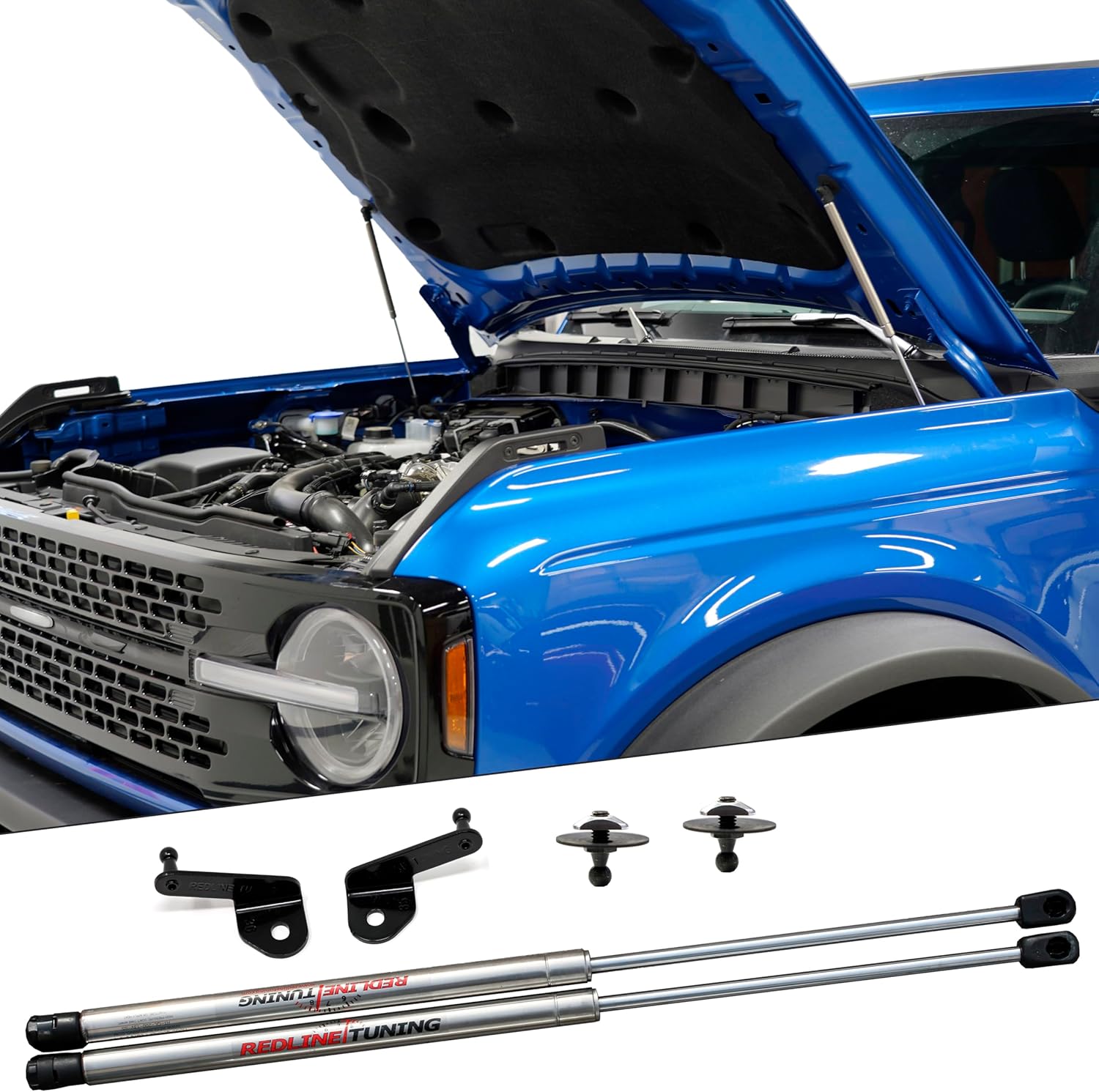Redline Tuning 21-11039-03 Hood Maxlift Elite System Compatible with Ford Bronco 2021+ (Stainless Steel Struts - Bolt in System)