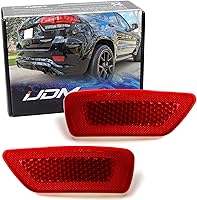 Vista 10 de iJDMTOY Lentes de reflector de parachoques trasero de lente ahumada Compatible con Jeep 2011-2020 Grand Cherokee WK2, Compass y Dodge Journey