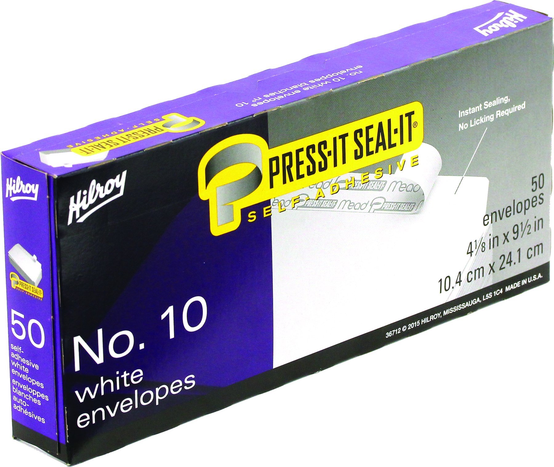 Hilroy No. 10 Press-It Seal-It Boxed Envelopes, 4-1/8" x 9-1/2", White, 20-Pound Weight, 50-Count (36712) image 2