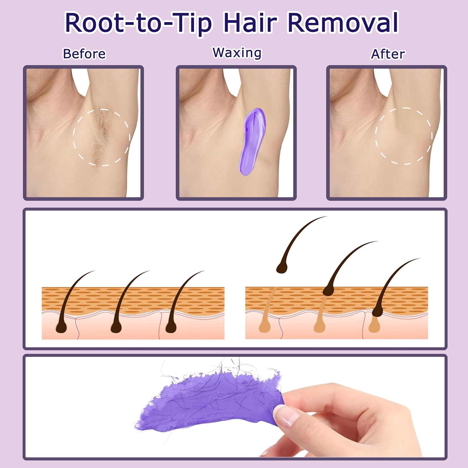 Waxing Kit for Women, Wax Warmer, Wax Kit with 4 Packs Hard Wax Beads and Accessories, for Full Body, Legs, Face, Eyebrows, Bikini, Brazilian at Home Waxing Kit for Women Men - Image 6