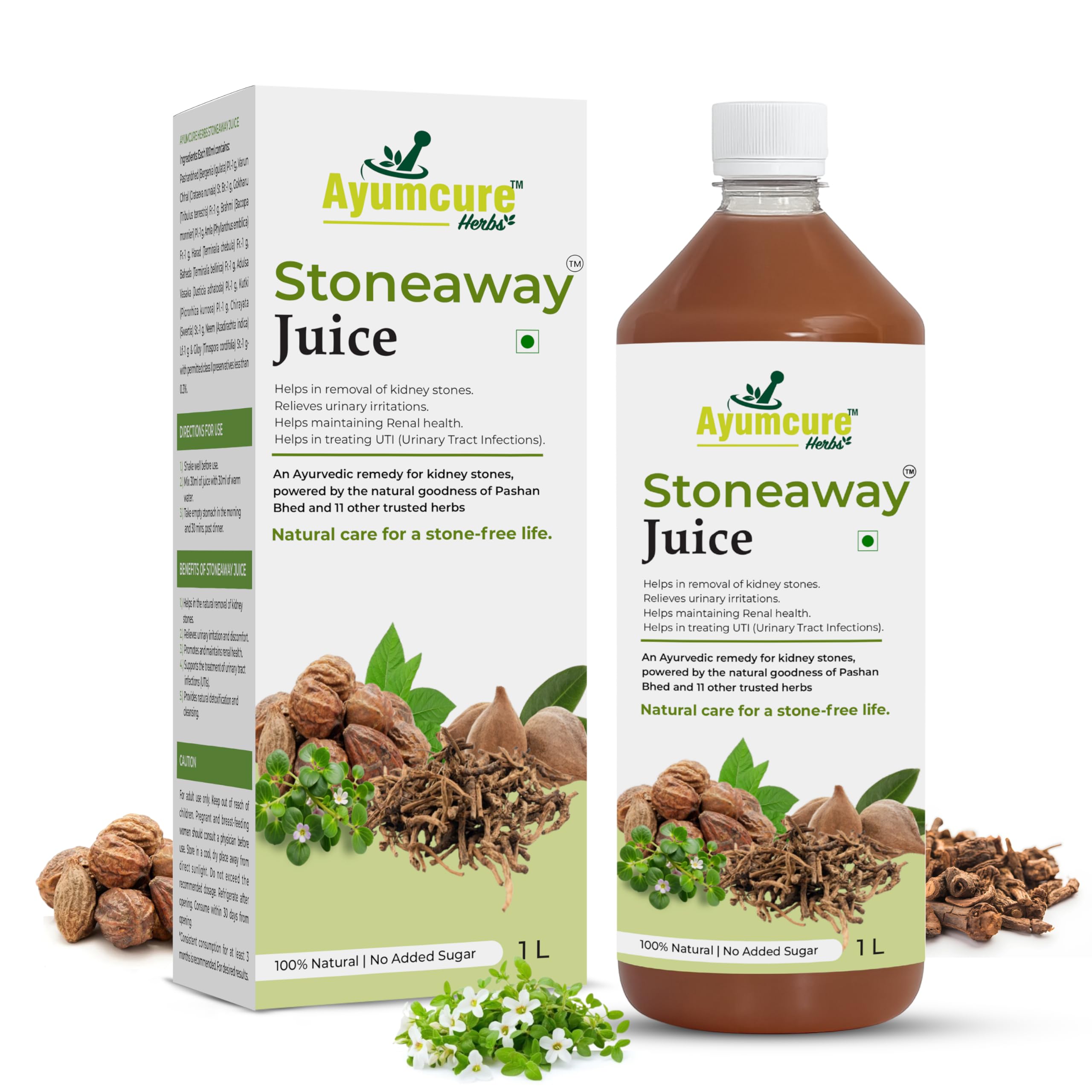 Ayumcure Stoneaway Juice 1L | Ayurvedic Blend with Pashan Bhed, Gokshura, Punarnava & 11+ Herbs | Supports Kidney Stone Removal, Relieves Urinary Irritation & UTI | 100% Natural-picture-12