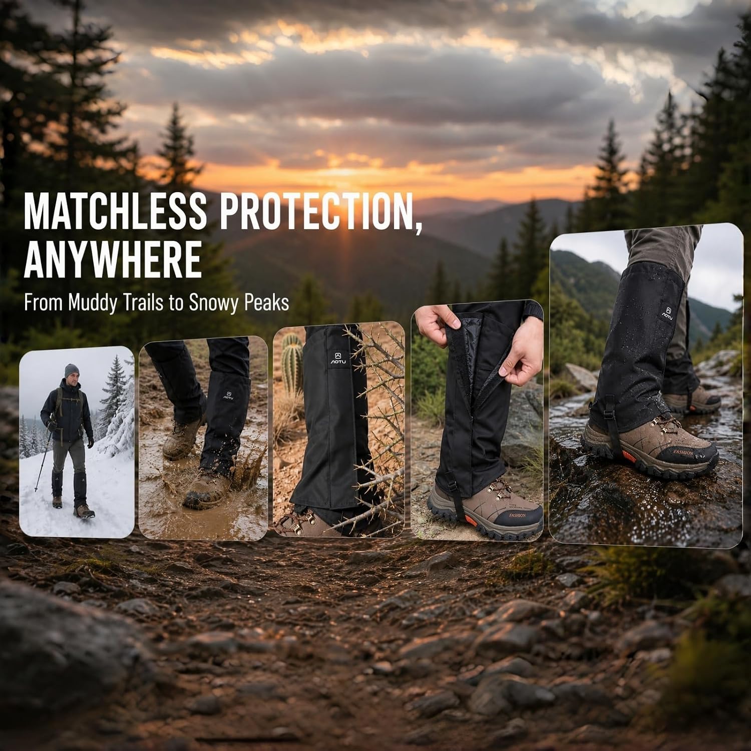 Waterproof Leg Gaiters — Outdoor Snow & Sand Protection Shoe Covers, Shoe Gaiters,Hiking Boot Gaiters,Leg Gaiters, for Men& Women
