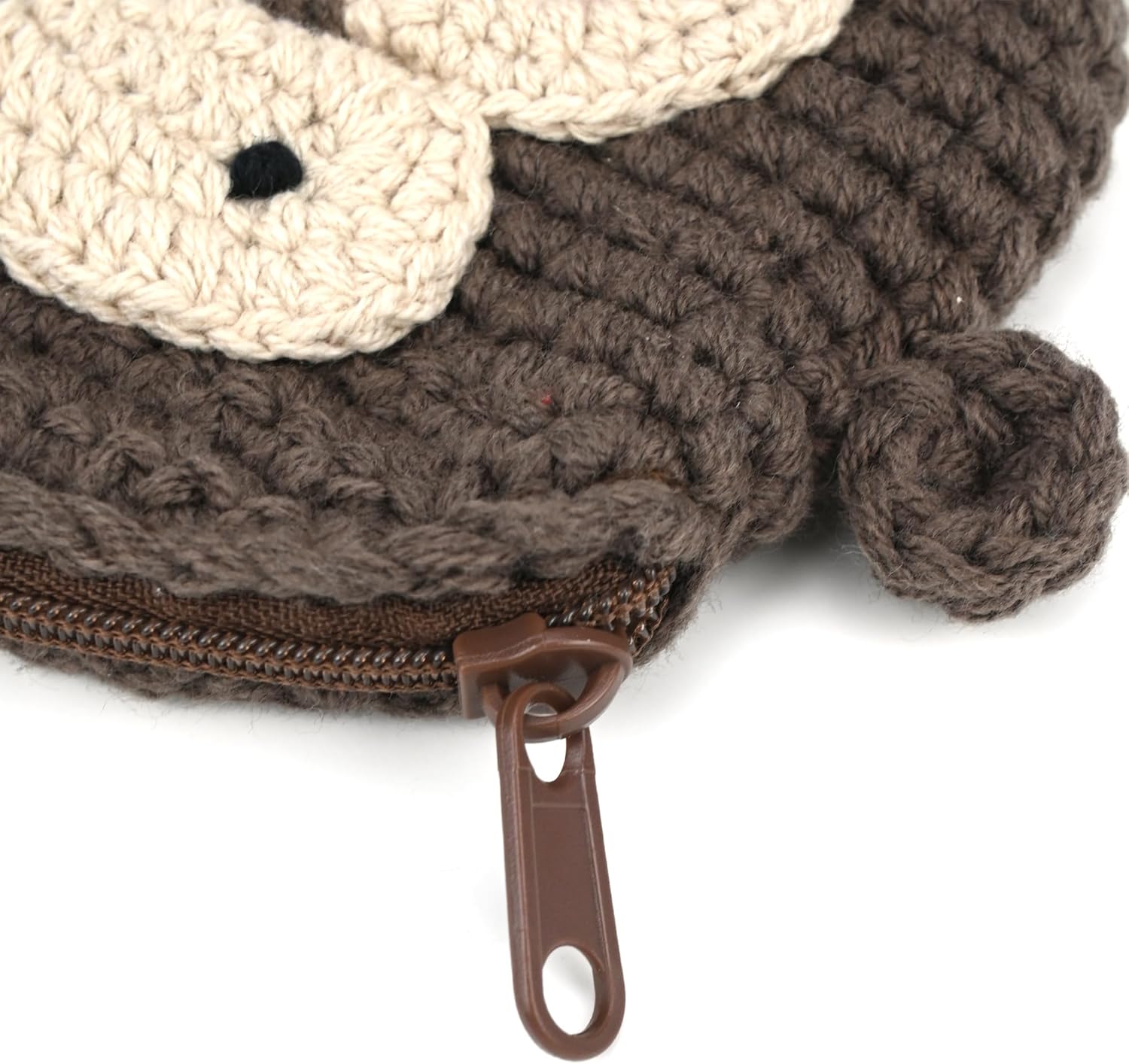 Crochet Earbuds Storage Bag Handmade Knit Purse Protective Case for AirPods (Monkey)