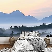 Vista 32 de SIGNWIN Adhesivo mural removible para pared, niebla y niebla, montaña, ladera, bosque, naturaleza, desierto, fotografía, realismo, paisaje