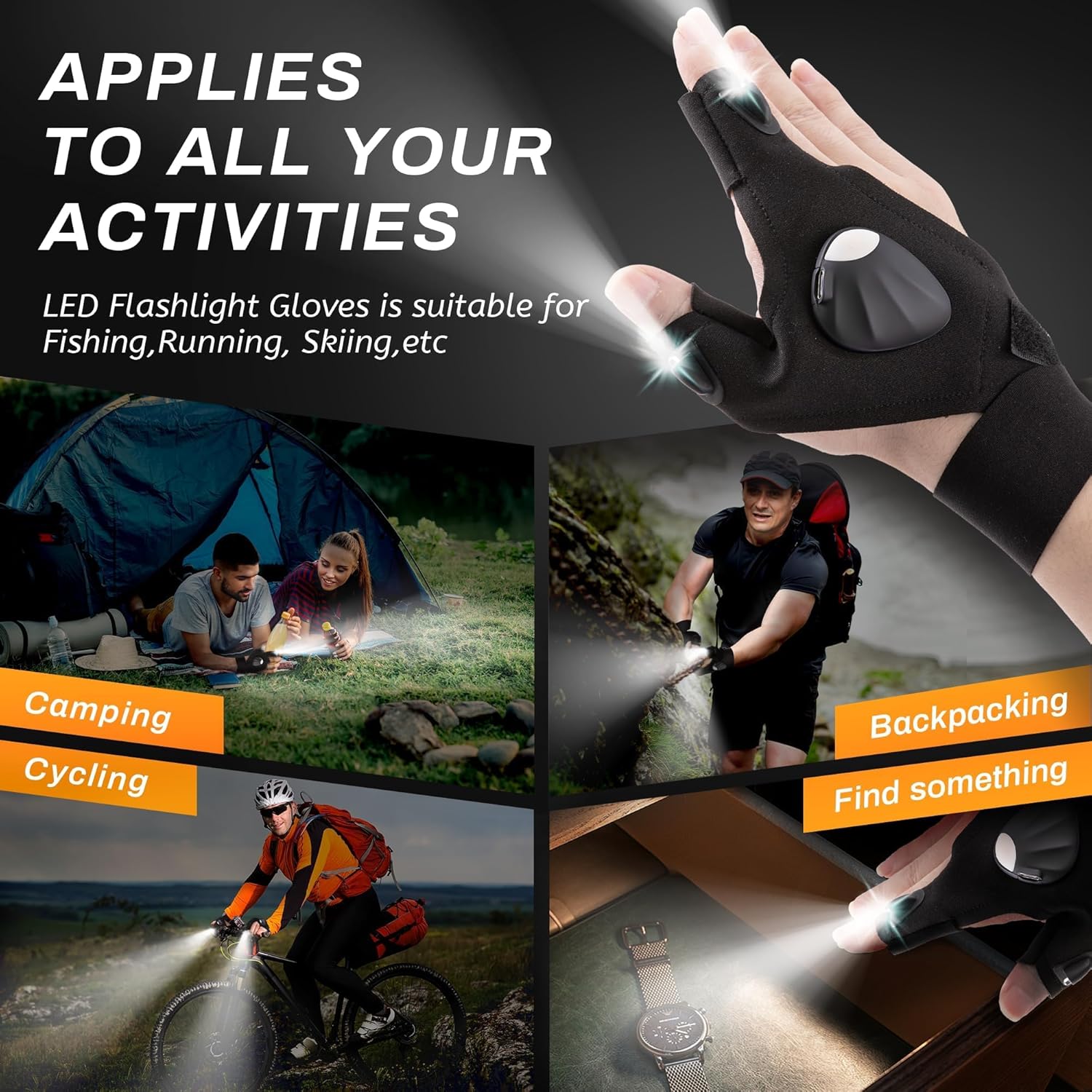 KOOPOOL LED Gloves, Flashlight Glove, Best Men Valentine's Gifts for Husband Boyfriend Him, Cool Gadgets Unique Gift for Fishing, Hunting, Camping, Techies, Mechanic