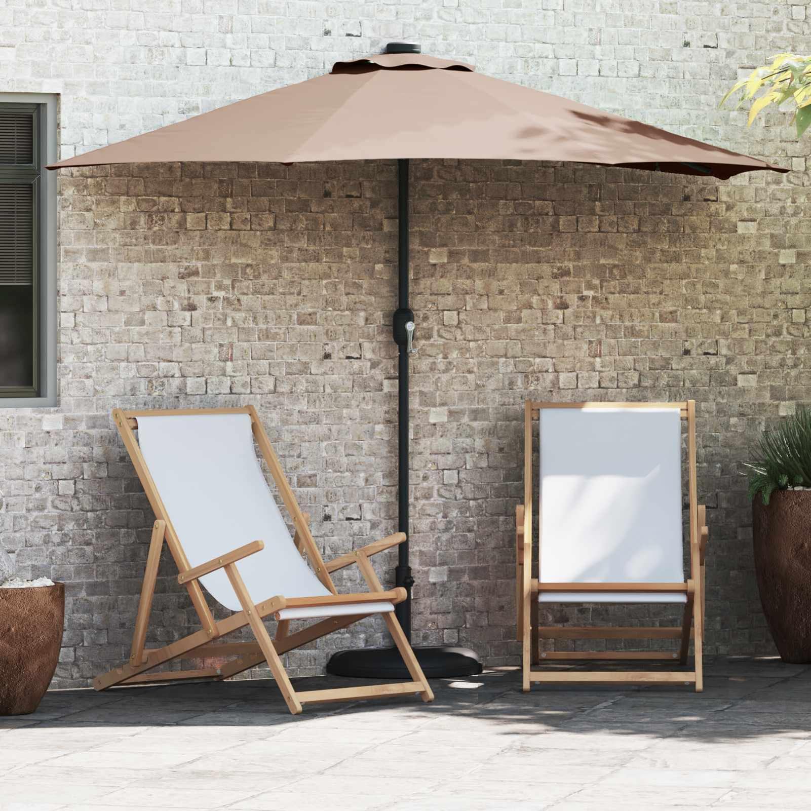ATOMSTACK MAKER Ombrellone da giardino, 294 x 150 x 224 cm, pieghevole e regolabile, in poliestere resistente ai raggi UV, illuminazione a energia solare, manovella manuale, per terrazza e giardino