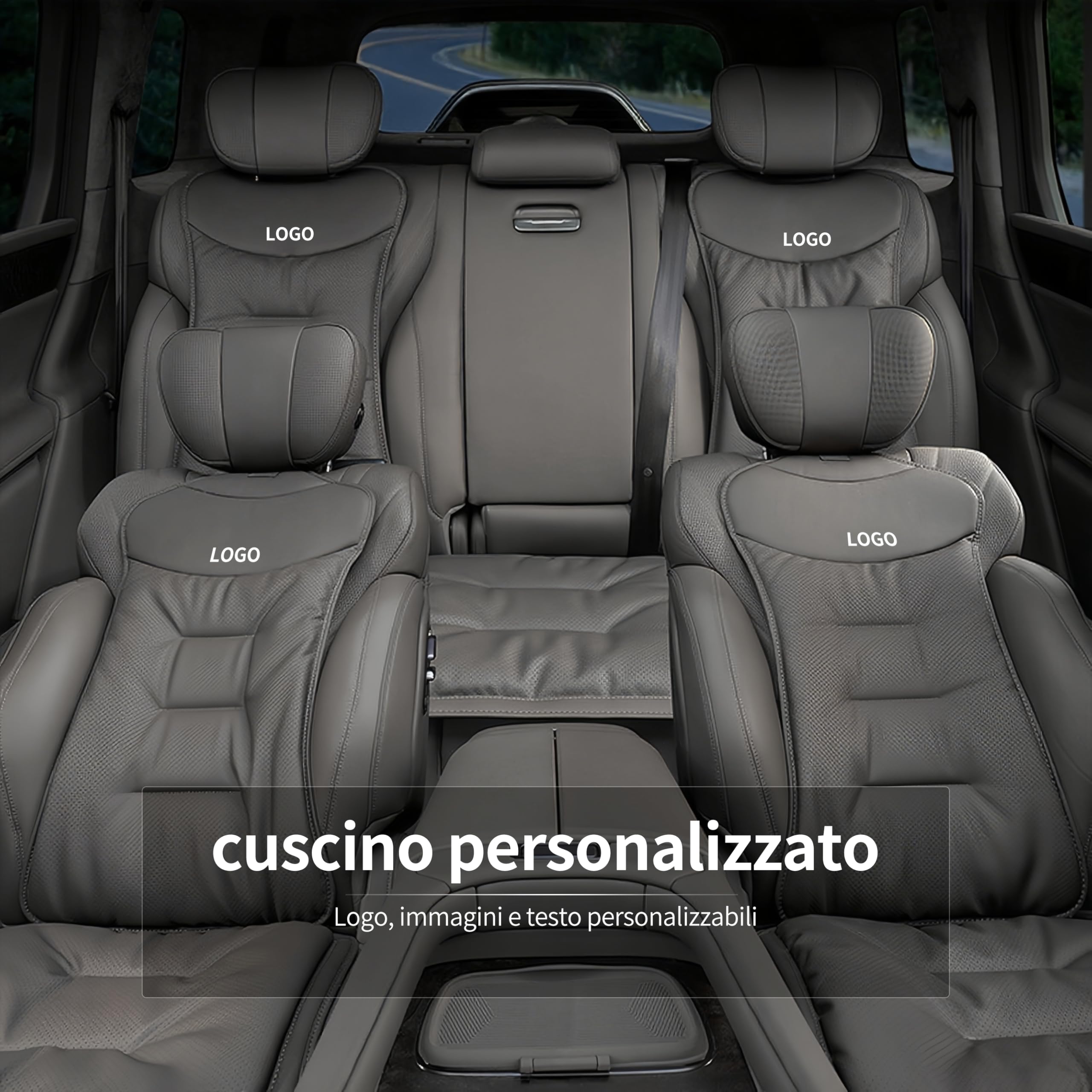 Cuscino Sedile Auto Pelle Nappa Universale con Supporto Lombare Antiscivolo
