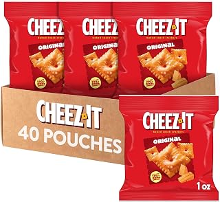 Cheez-It Original Cheese Crackers, 40 Single-Serve Snack Packs, Baked with 100% Real Cheese - Crunchy Lunch & On-the-Go Treats