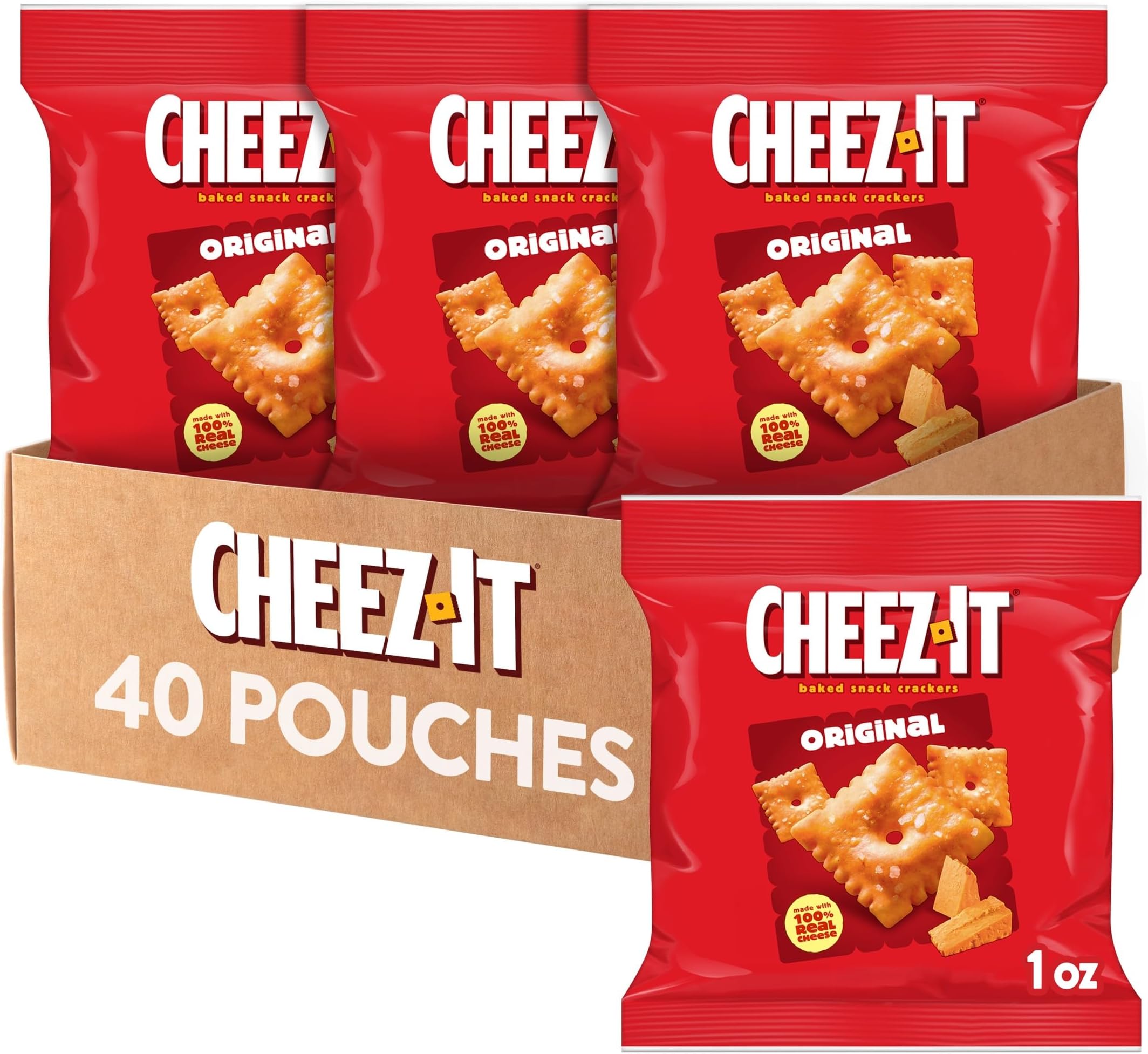 Cheez-It Cheese Crackers, Baked Snack Crackers, Lunch Snacks, Original (40 Packs)