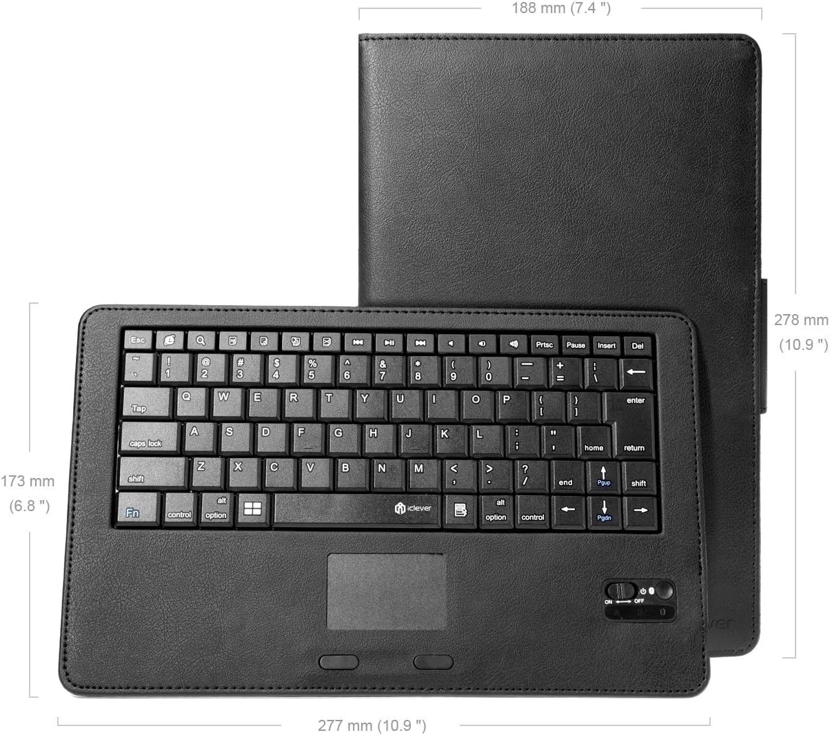 iClever® IC-BKC02 Detachable Folding Wireless Bluetooth Keyboard PU Leather Stand Case Touch Cover Mouse Touchpad for Microsoft Surface, Surface 2 / Surface Rt, RT 2 / Surface Pro, Pro 2 - and Any Other Win8 Windows 8 10.6 inch Tablet