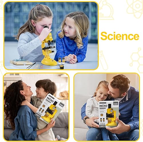 Miniatura 6 de Microscopio para niños - Kit de microscopios para principiantes 100X 400X 1200X con luz LED, incluye 12 diapositivas preparadas de muestra, regalo