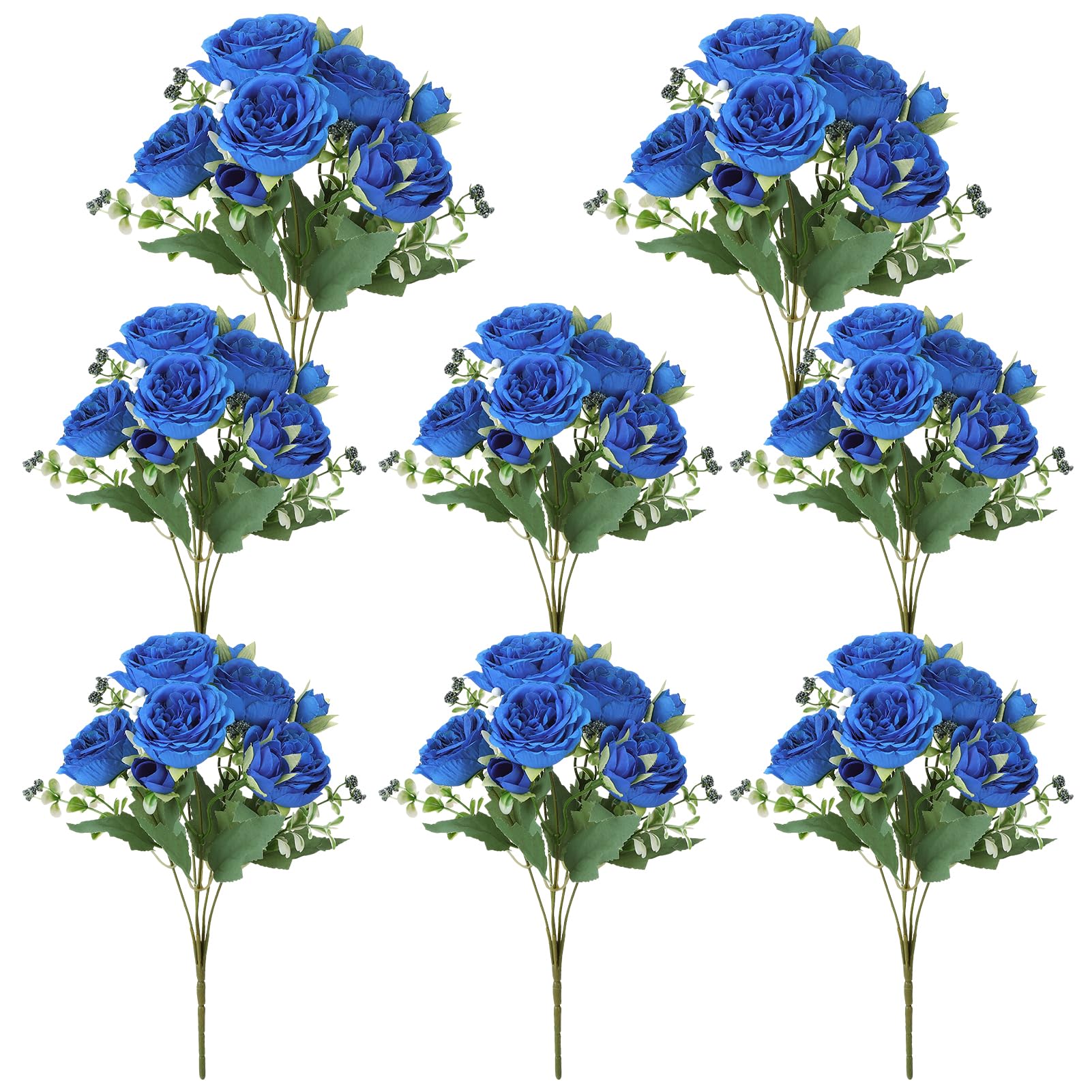 8 Pack Royal Blue Peonies Artificial Flowers