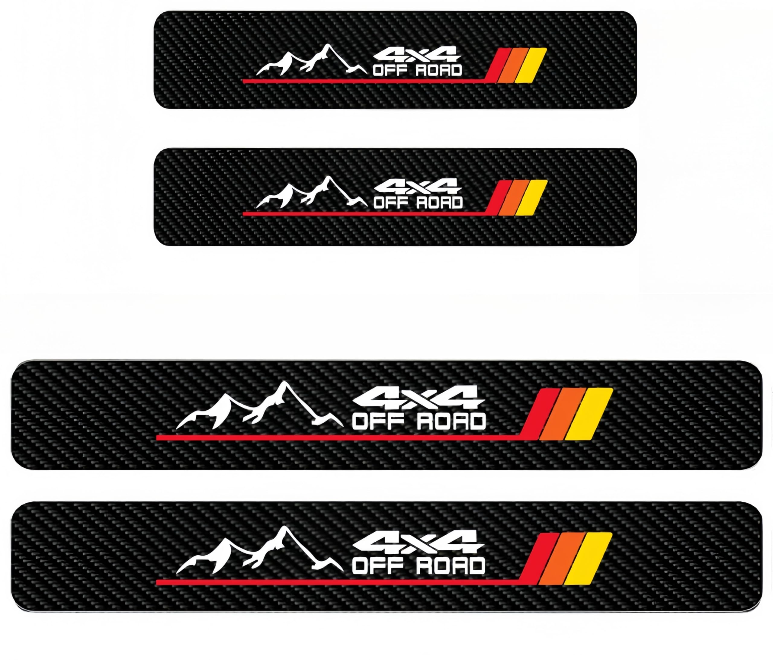 4PCS Tri-Color 4x4 Mountain Off-Road Door Sill Fiber Style Sticker Enhances The Rugged Look of Your Vehicle Door Entrance Protection Decorative Accessory (Yellow)