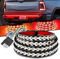 Vista 14 de Nilight - Tira de luz LED para plataforma trasera de 30 pulgadas de UTV, 204 LED, luces de freno ámbar, luces intermitentes rojas, compatible