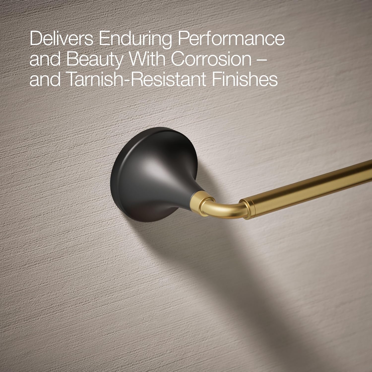 Kohler 27426-BMB Tone™ 24" Towel bar, Matte Black with Brushed Moderne Brass