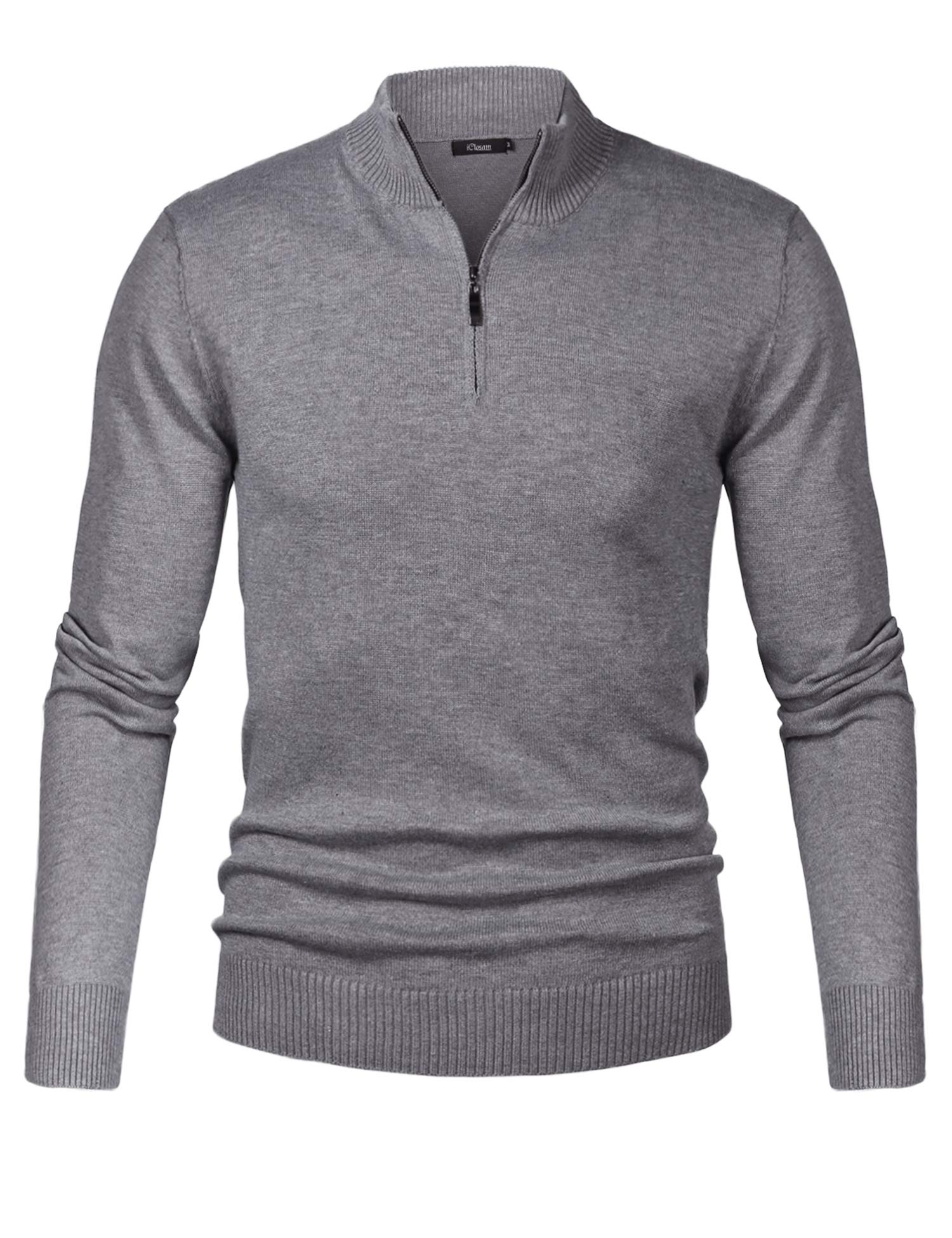 iClosam Jersey Hombre Invierno Suéter Hombre Invierno Algodón Clásico con Cuello Cremallera JerséIs Hombre de Manga Larga