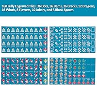 Vista 4 de American Mahjong - Juego de fichas con bolsa de transporte y accesorios, 160 fichas de Mahjong grabadas en acrílico