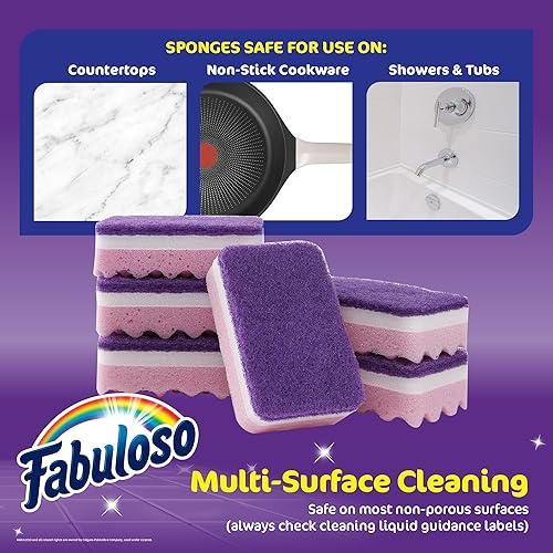 Miniatura 6 de Fabuloso Esponjas reutilizables sin arañazos, resistentes a los desastres pegados y suaves con los utensilios de cocina, esponja de limpieza audaz