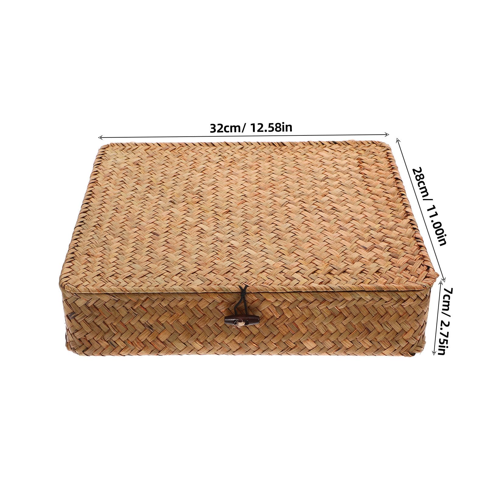 BESTYASH 2 Piezas Caja Grande de Almacenamiento de Hierba Marina Rectangular con Tapa Organizador para el Hogar y Armarios