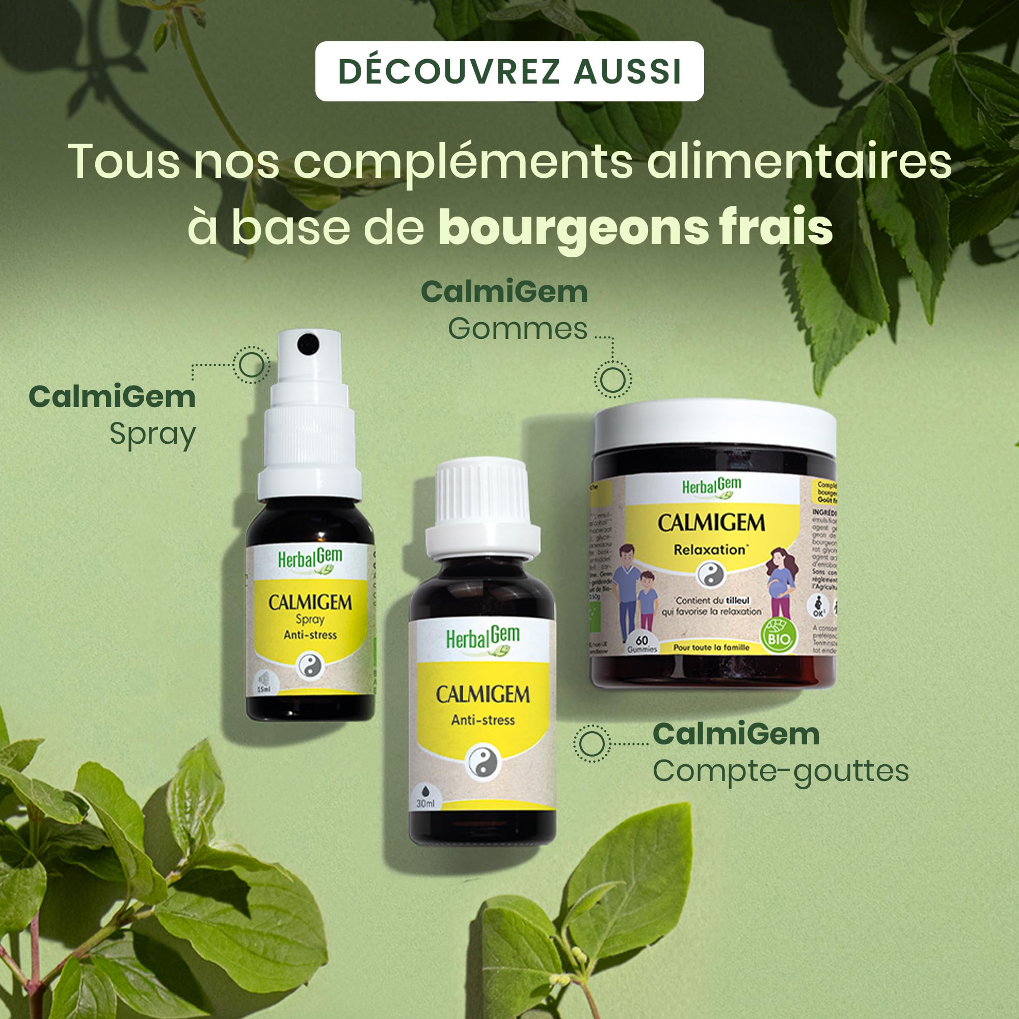 HerbalGem | Calmigem | Ayuda a combatir el estrés | Complejo de gemmoterapia | 15 ML